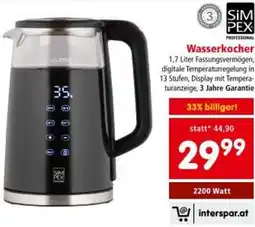 Interspar Wasserkocher Angebot
