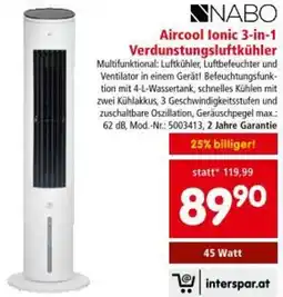 Interspar Aircool lonic 3-in-1 Verdunstungsluftkühler Angebot