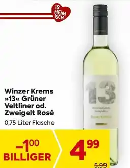 Billa Winzer Krems »>13<< Grüner Veltliner od. Zweigelt Rosé Angebot