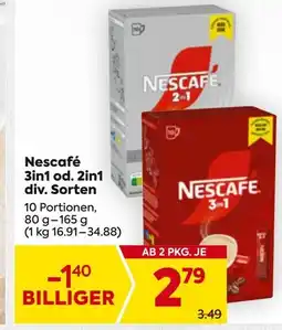 Billa Nescafé 3in1 od. 2in1 div. Sorten Angebot