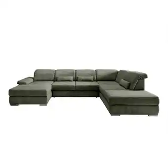 Möbelix Wohnlandschaft Milian Dunkelgrün, U: 186x375x250 Cm Angebot