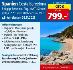 Lidl Reisen Spanien Costa Barcelona Angebot