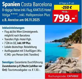 Lidl Reisen Spanien Costa Barcelona Angebot