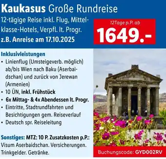 Lidl Reisen Lidl-Reisen Kaukasus Große Rundreise Angebot
