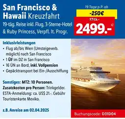 Lidl Reisen San Francisco & Hawaii Kreuzfahrt Angebot