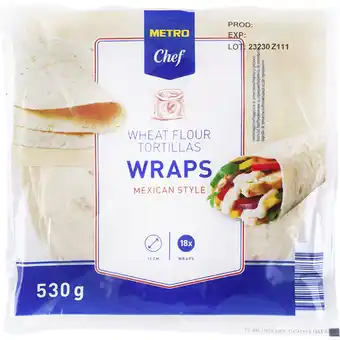 Metro Tortilla Wraps, Preisangabe ohne MwSt. (Preis inkl. MwSt. 3,29 €), METRO Angebot