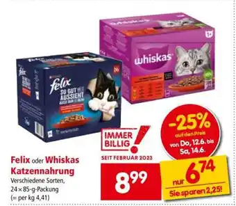 Interspar Felix oder Whiskas Katzennahrung Angebot