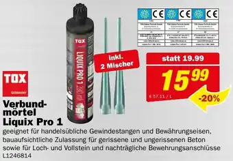 Bauring TOX Verbund- mörtel Liquix Pro 1 Angebot