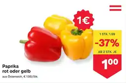 MPreis Paprika rot oder gelb Angebot