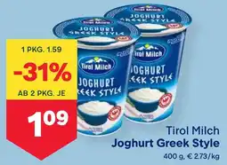 MPreis Tirol Milch Joghurt Greek Style Angebot