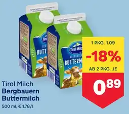 MPreis Tirol Milch Bergbauern Buttermilch Angebot