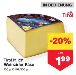 MPreis Tirol Milch Weinzirler Käse Angebot