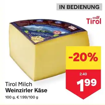 MPreis Tirol Milch Weinzirler Käse Angebot