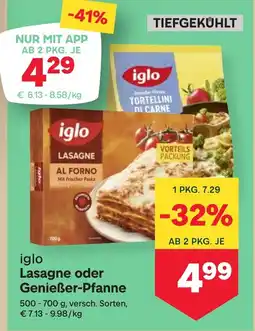 MPreis Iglo Lasagne oder Genießer-Pfanne Angebot