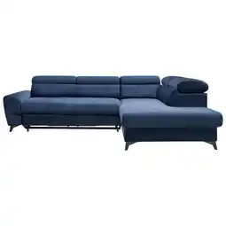 Möbelix Ecksofa mit Bettkasten Swan + Bettfunktion Blau Velours Angebot
