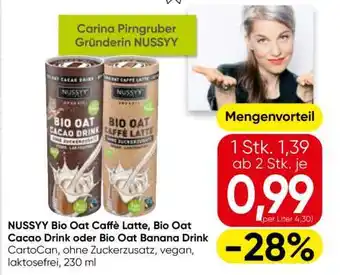 Spar NUSSYY Bio Oat Caffè Latte, Bio Oat Cacao Drink oder Bio Oat Banana Drink Angebot