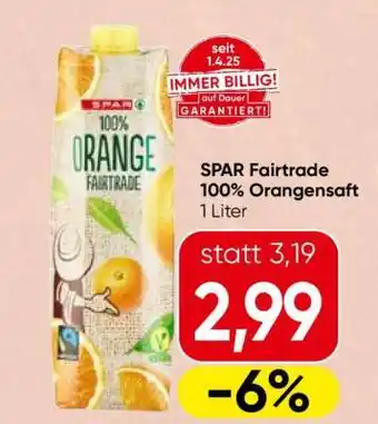 Spar SPAR Fairtrade 100% Orangensaft Angebot