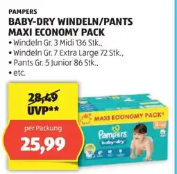 Hofer PAMPERS BABY-DRY WINDELN/PANTS MAXI ECONOMY PACK Angebot