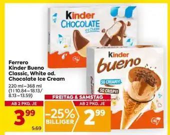 Billa Ferrero Kinder Bueno Classic, White od. Chocolate Ice Cream Angebot