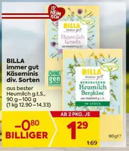 Billa BILLA immer gut Käseminis div. Sorten Angebot