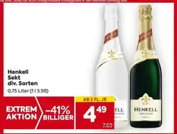 Billa Henkell Sekt div. Sorten Angebot