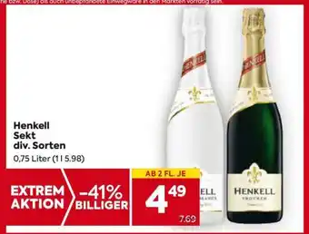Billa Henkell Sekt div. Sorten Angebot