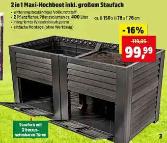 Thomas Philipps 2 in 1 Maxi-Hochbeet inkl. großem Staufach Angebot