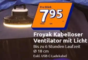 Action Froyak Kabelloser Ventilator mit Licht Angebot