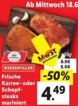 Lidl Frische Karree- oder Schopf- steaks mariniert Angebot