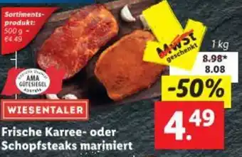 Lidl WIESENTALER Frische Karree- oder Schopfsteaks mariniert Angebot
