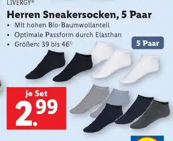 Lidl Herren Sneakersocken, 5 Paar Angebot