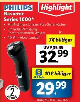 Lidl PHILIPS Rasierer “Series 1000” Angebot