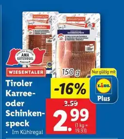 Lidl Tiroler Karree- oder Schinkenspeck Angebot