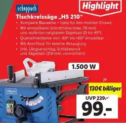 Lidl Tischkreissäge „HS 210“ Angebot