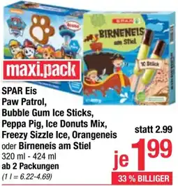 Maximarkt SPAR Eis Paw Patrol oder Birneneis am Stiel Angebot