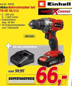 Zgonc E Einhell Akku-Bohrschrauber Set TE-CD 18/2 Li Angebot