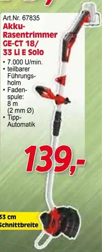 Zgonc E Einhell Akku- Rasentrimmer GE-CT 18/ 33 Li E Solo Angebot