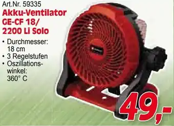 Zgonc E Einhell Akku-Ventilator GE-CF 18/ 2200 Li Solo Angebot