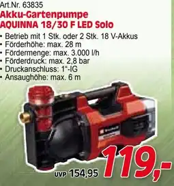 Zgonc E Einhell Akku-Gartenpumpe AQUINNA 18/30 F LED Solo Angebot