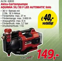 Zgonc E Einhell Akku-Gartenpumpe AQUINNA 36/38 F LED AUTOMATIC Solo Angebot