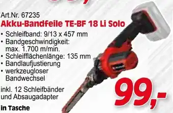 Zgonc E Einhell Akku-Bandfeile TE-BF 18 Li Solo Angebot