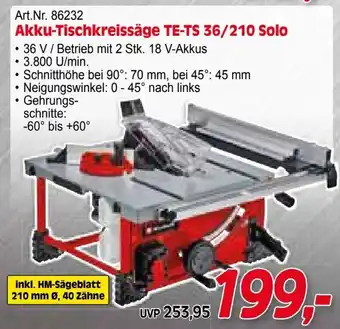 Zgonc E Einhell Akku-Tischkreissäge TE-TS 36/210 Solo Angebot