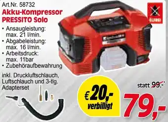 Zgonc E Einhell Akku-Kompressor PRESSITO Solo Angebot