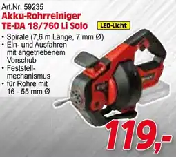 Zgonc E Einhell Akku-Rohrreiniger TE-DA 18/760 Li Solo Angebot