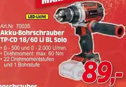 Zgonc E Einhell Akku-Bohrschrauber TP-CD 18/60 Li BL Solo Angebot