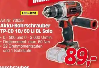 Zgonc E Einhell Akku-Bohrschrauber TP-CD 18/60 Li BL Solo Angebot