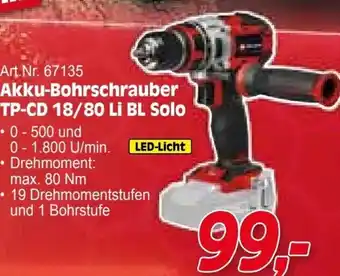 Zgonc E Einhell Akku-Bohrschrauber TP-CD 18/80 Li BL Solo Angebot