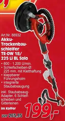 Zgonc E Einhell Akku- Trockenbau- schleifer TE-DW 18/ 225 Li BL Solo Angebot