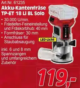 Zgonc E Einhell Akku-Kantenfräse TP-ET 18 LI BL Solo Angebot