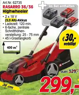 Zgonc E Einhell RASARRO 36/36 Highwheeler Angebot